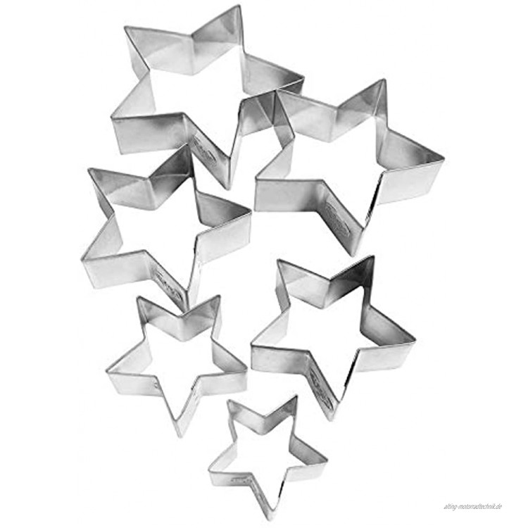Dr. Oetker 6er Ausstecher-Set Sterne Ausstechformen für Weihnachten Ausstecher für Plätzchen und Terassenkekse Motiv in unterschiedlichen Größen Menge: 1 x 6er Set