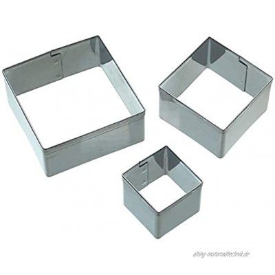 KitchenCraft Fondant-Ausstecher-Set Sweetly Does It Quadrat aus Edelstahl in Silber 3-teilig 3-Einheiten