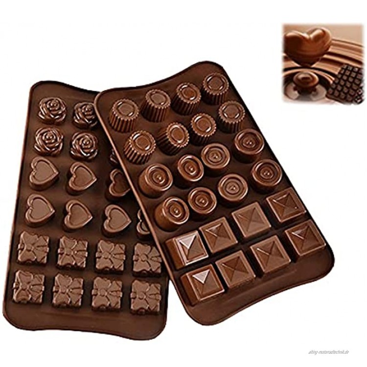 2 Stück Silikon Schokoladenformen Blumenform Schokoladenform Herzen Schokoladenformen Silikon Pralinenform für DIY Schokoriegel Energie und Proteinriegel Eiszapfen Süßigkeiten
