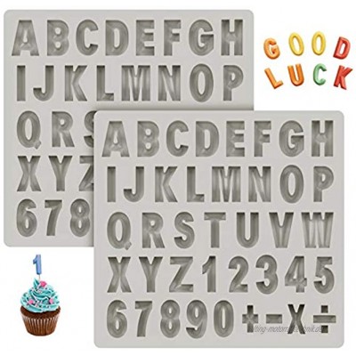 2 Stück Silikonformen für Buchstaben für Süßigkeiten Schokolade Symbol Alphabet Fondant Backform für Kekse Eiswürfel Kuchendekoration