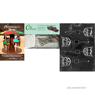 Cybrtrayd Schokoladenform"Cat Head Lolly" inkl. 25 Lollipop-Sticks und 25 Cellobeuteln