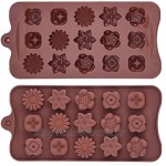 Silikon Schokoladenform Blumenförmig Backförmchen Süßigkeit Muster Jelly Ice Behälter für Handgemachte DIY Kaffee 2 Stück