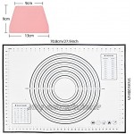 Icastny Backmatte Groß Teigmatte 70 x 50 cm Silikon Backmatte Backunterlage mit Messung Wiederverwendbar für Fondant Gebäck Pizza MatteSchwarz + 1 Pcs Schaber