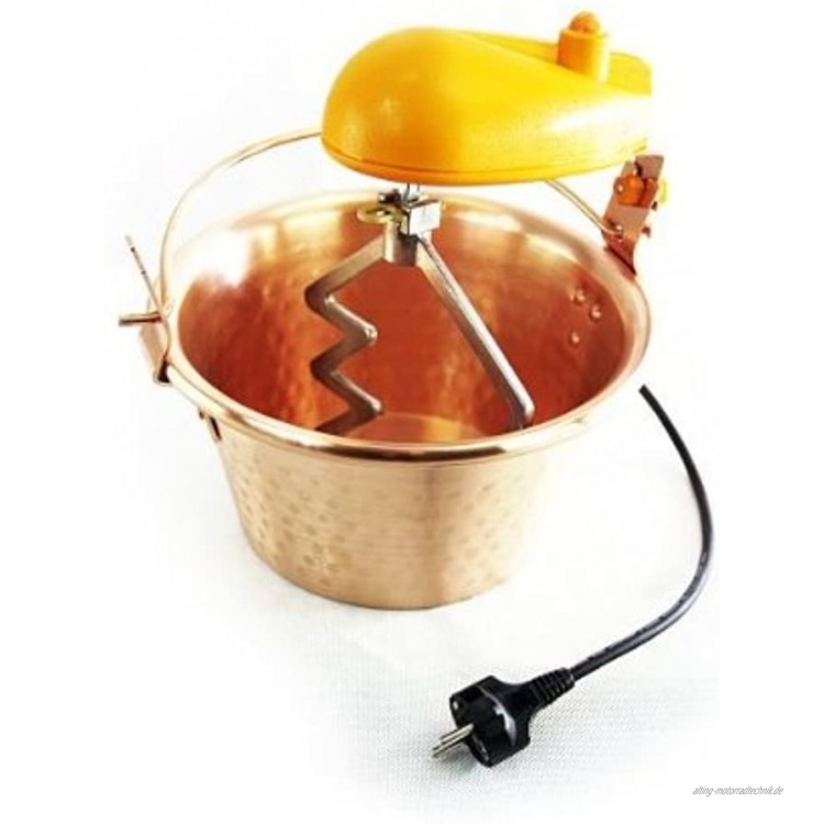 'ARDES' Kupfer Rührschüssel 28 cm Durchmesser mit elektrischem Rührwerk für Polenta Marmeladen und Süßspeisen