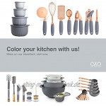 Cook with Color Rührschüsseln – 8-teiliges große Rührschüssel-Set aus Kunststoff mit Deckel grauer Ombre