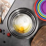 Esyhomi Rührschüsseln Set 5 Stück Bunt Stapelbar Edelstahlschüssel mit Luftdichtem Deckel und Silikonboden für Küche Edelstahl Salatschüsseln Frischhalteschüssel