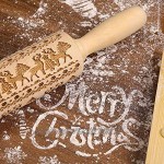 JAHEMU Teigroller Holz Elch Weihnachten Präge Nudelholz,Teigroller mit Prägung Weihnachten Elch Mustern Prägerolle Weihnachten Prägerollen zum Backen von geprägten Keksen nach dem Zufallsprinzip