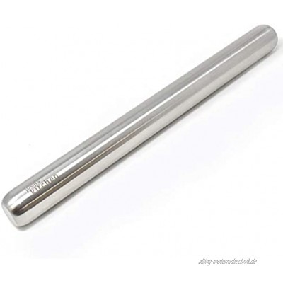 joeji's Kitchen Nudelholz Edelstahl groß | 40 x 3,5cm Silber Rolling Pin | Antihaft Teigroller Silikon Nudelholz zum Backen