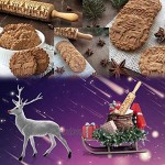 QYY Weihnachten Präge Nudelholz,Holz Teigroller mit Prägung Weihnachten Elch Mustern Prägerolle Weihnachten Prägerollen für Weihnachten DIY Fondant Kuchen Teig Keks
