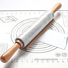 Tera Marmor Nudelholz Set Teigroller mit Holzgriff Wiege 25,4 cm Roller Weiß