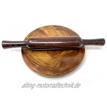 Zolto Collection Holz-Belan-Chakla-Rundbrett mit Nudelholz handgefertigt aus Holz Polpat mit Belan Holz-Chakla Belan Küchenutensilien für Roti-Herstellung aus Indien