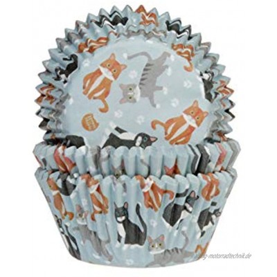 House of Marie Muffinförmchen Cupcakeförmchen mit Katzen-Muster aus Papier 50 Stück