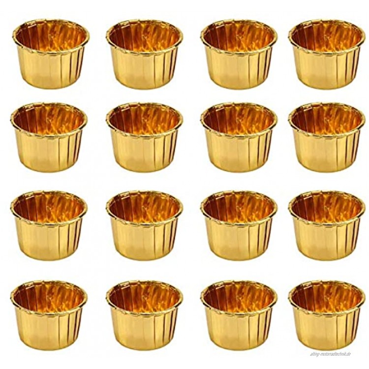 YOUYIKE 50 Stücke Muffin Förmchen aus Aluminiumfolie Cupcake Muffin Förmchen Muffin Backförmchen Backförmchen aus Metallfolie für Muffins und Cupcakes Gold
