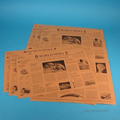 1000 Blatt Bio Einschlagpapier Hamburgerpapier Sandwichpapier Frischhaltepapier Pergamentersatz braun fettdicht Zeitung mit Zeitungsdruck braun 37,50x50cm 1 4 XL