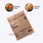 Oldnews Lebensmittelverpackungspapier ölfest Partyartikel 27 x 35 cm Burger Fast Food braun 50