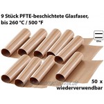 Rosenstein & Söhne Dauerbackfolie: Dauer-Backpapier & Antihaft-Bratfolie aus Glasfaser beige 9 Stück Dauerbackfolie Glasfaser