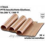 Rosenstein & Söhne Dauerbackfolie: Dauer-Backpapier & Antihaft-Bratfolie aus Glasfaser beige 9 Stück Dauerbackfolie Glasfaser