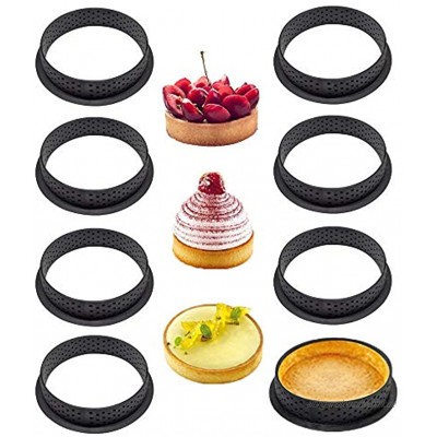 8 Stücke Mousse Kuchenform Runde Form Mousse Kreis Kreis Kuchenform Schwarze Runde Perforierte Kunststoff-Mousseform Werkzeuge für DIY Backen Dessert Ring