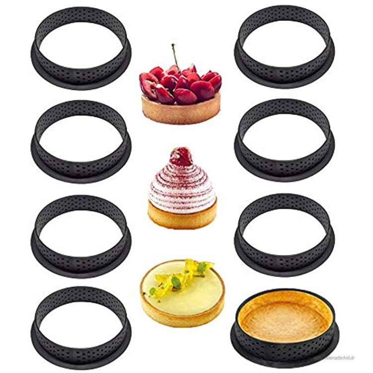 8 Stücke Mousse Kuchenform Runde Form Mousse Kreis Kreis Kuchenform Schwarze Runde Perforierte Kunststoff-Mousseform Werkzeuge für DIY Backen Dessert Ring
