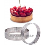 NO Dessert Kuchen Ringe,4 Stück Kuchenring Poröser Tortenring aus Edelstahl,Kuchenwerkzeug für die Herstellung von Mousse Pie Quiche Kreis Kekse 8X2cm Silber