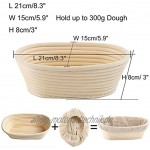 2 20,3 cm 21 cm oval Banneton Brotform Backen Brot Teig Rising Proof beweisen Rattan Korb mit Leinen rutschsicher UK Neue