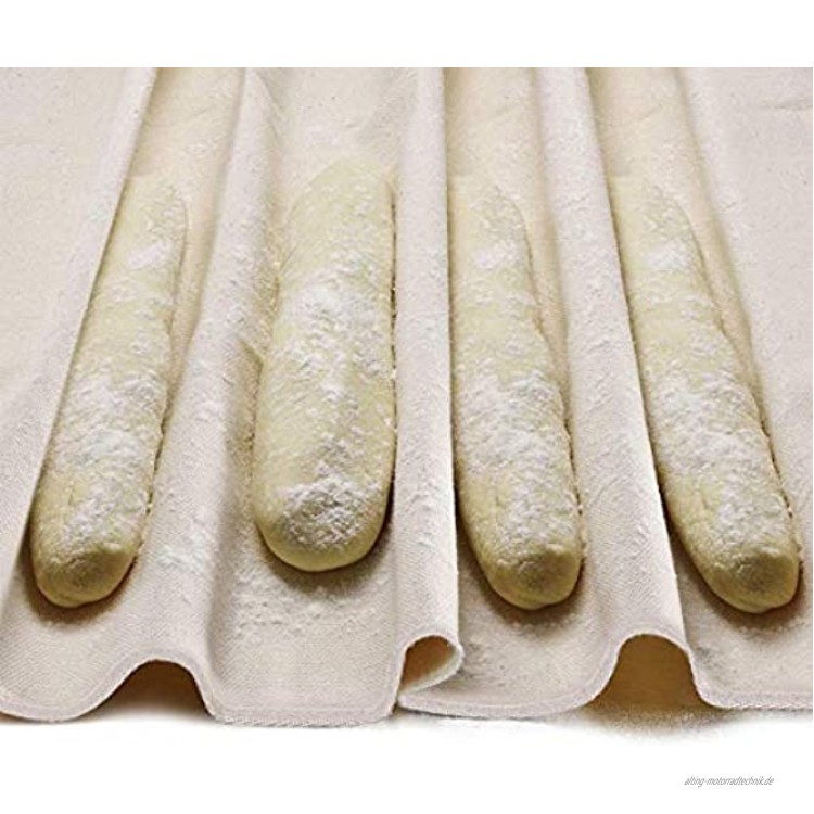 Danolt Gärkörbchen Professionelles Gärtuch Bäcker Couche Proofing Tuch 29x18 für Baguettes 100% natürliche Baumwolle Leinen unbehandelt.