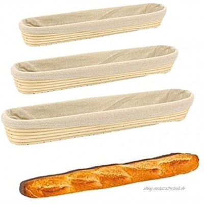 Lange Rattan-Brotkörbe mit Leinenfutter Gärkorb ovales Gärkörbchen für Brot M: 43×9×5.5cm