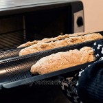 Navaris Baguette Backform mit Edelstahl Teigschaber Form für Brot Ofenform Backblech Set 1x Brotbackform aus Stahl mit 1x Teig Spachtel