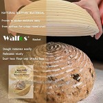 Walfos Gärkörbchen-Set rund 22,9 cm französischer Stil Sauerteig-Brotkorb 100 % natürliches Rattan handgefertigt mit Leineneinsatz und Teigschaber