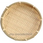 amagogo Chinesische Bambus Sieb Bambuskörbchen Rund Flechtkorb Holzfarbe 16 × 2 cm
