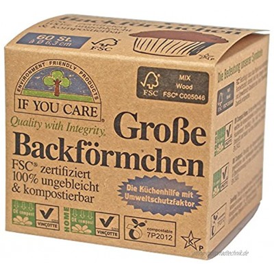 If You Care Backförmchen Groß für Muffins 100% ungebleicht; FSC Papier 2er Pack 2 x 60 Stück