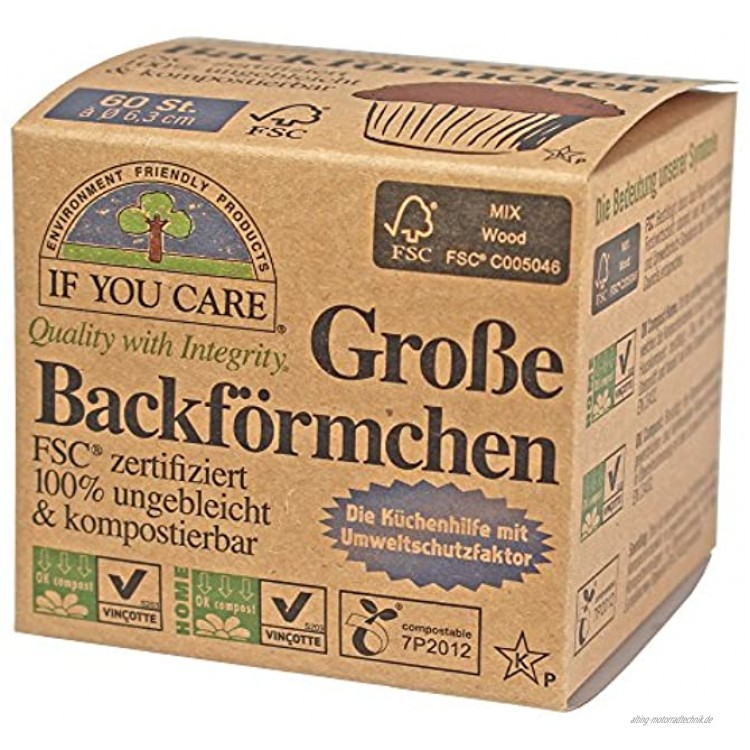 If You Care Backförmchen Groß für Muffins 100% ungebleicht; FSC Papier 2er Pack 2 x 60 Stück