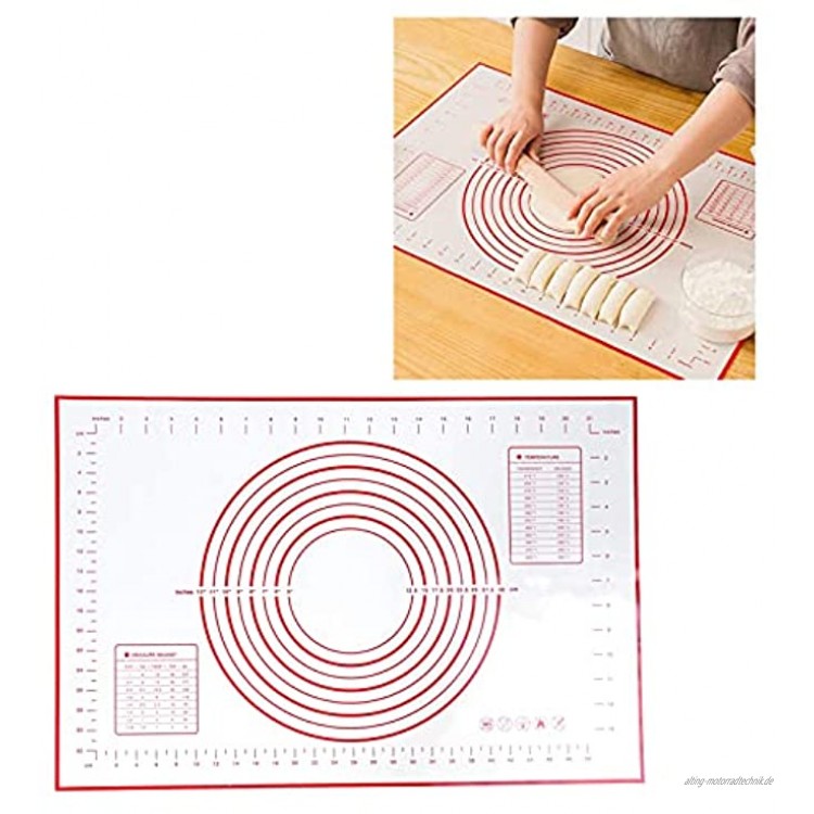 Jinyi Teigrollmatte sicher praktisch rutschfeste Backunterlage faltbar glatt mit hochwertigem Silikon für Kochwerkzeugred