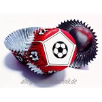 PME BC766 Foliengefütterte Backförmchen für Cupcakes Motiv Roter Fußball Standardgröße mit tieferer Füllung Packung mit 30 Stück Kunststoff Red 7 x 7 x 2.8 cm Einheiten