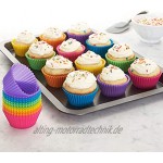 Silikon-Backförmchen antihaftbeschichtet 24 Stück wiederverwendbare Silikon-Backförmchen Cupcake-Formen für Kuchen Muffins Cupcakes und Süßigkeiten Blau