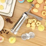 Cookie Press Kit Keks-Set aus Metall Keks-Set in Lebensmittelqualität Mit 20 Scheiben und 4 Zuckerguss-Spitzen leicht zu backen leicht zu leben,Silver