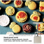 Handpressform,Mondkuchenform,DIY Backform,50g Handpressform Mondkuchenform DIY Kekse Kuchen Dessert Pressform mit 4 runden Stempeln