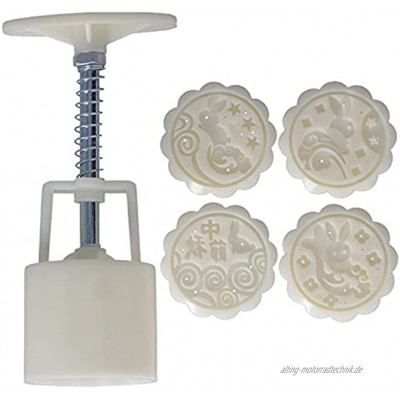 URRNDD Mondkuchenform Handpressform Dessertkeksform Backwerkzeug mit 4 Runden Stempeln für die Küche 50g#1