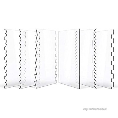6-teiliges transparentes Acryl-Kuchenschaber-Set Kantenglätter Kuchendekorationswerkzeug Konturenkamm Küchen-Backwerkzeuge