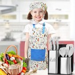 Iwinna Real Kids Baking Set for Kids – 30 Pcs Gift Set Includes Kids Apron Chef Hat Oven Mitt Real Baking Tools and Recipes for The Junior ChefYellow