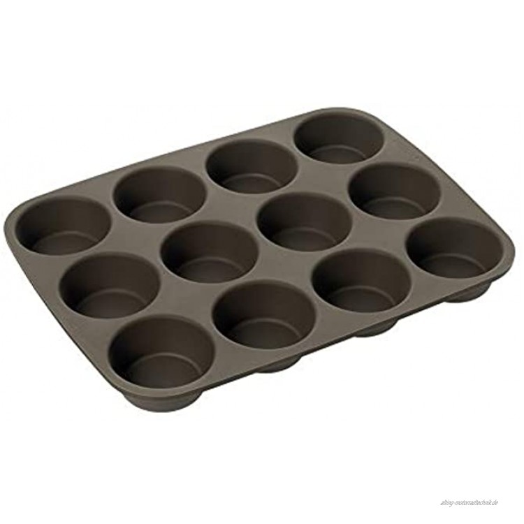 Lurch 85031 FlexiForm American Muffins 12fach Backform für 12 Muffins aus 100% BPA-freiem Platin Silikon braun