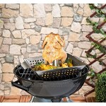 Rosenstein & Söhne Hähnchengriller: BBQ-Hähnchen-Griller mit Aroma-Behälter für ganze Hähnchen Hähnchengriller mit Aromabehälter