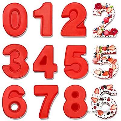 Zahlen Kuchenformen-Sets,9-teilige Silikon-Backformen,Kuchenform 0-8 Zahlen Set,Kuchenform-Backformen für Hochzeit Silikon-Backformen,Kuchen Zahlenform,Zahlenform Kunststoffschablonen