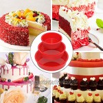 3 Silikon-Kuchenformen rund Kuchenform Set mit 4 15 20,3 cm antihaftbeschichtet Backform für Geburtstag Party Hochzeit Jahrestag Rot