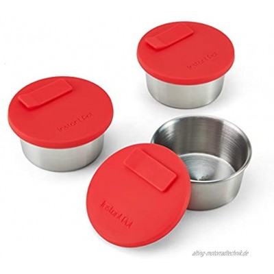 Instant Pot Official Stainless Steel Baking Cups with Silicone Lids Set of 3 Red