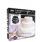 Pack of 3 Non-Stick Springform Round Cake Tins for Baking 18cm 22cm & 26cm