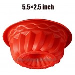 QELEG Mini-Gugelhupfform aus Silikon zum Rösten und Backen 12,7 cm Rot 4 Stück