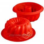 Xinlie Silikon Gugelhupfform Rot Kuchenform aus Silikon BPA-frei Silikon Backform Rot Backform aus Silikon Hochwertige Silikon-Kuchenform für Saftigen Gugelhupf,Runde Backform mit Antihaftbeschichtung