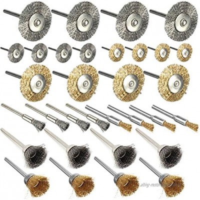 SaySure Wire Steel Brass Brush Brushes Wheel Set Dremel Accessory