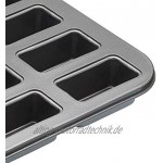 KitchenCraft Antihaft-Backblech mit Mini-Kastenform-Mulden und losen Böden Stahl Grau 27 x 36 x 3 cm